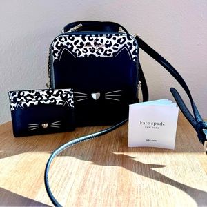 Kate Spade cat purse and matching card holder.